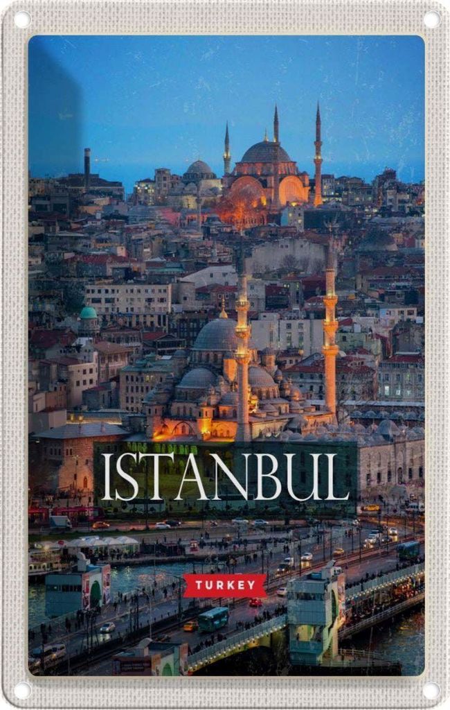 vianmo Blechschild 18x12 cm Istanbul Turkey Bild Moschee Bildmotiv Reisemotiv Abenteuer Reisen Urlaub
