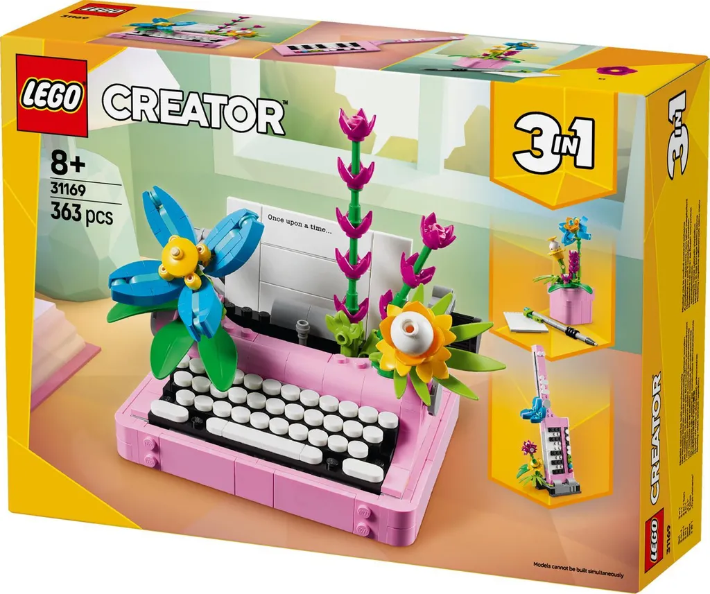 Machine à écrire LEGO Creator 31169 avec fleurs, objet de collection rétro - 40
