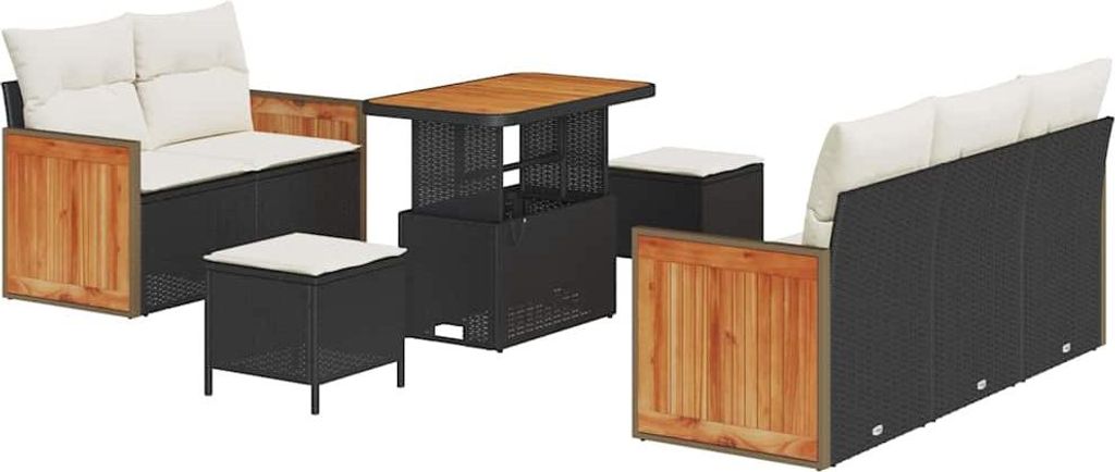 "2026 MODERNE" Garten-Sofa-Set - Balkonmöbel/Loungeset - elegantes Design - mit Kissen 8 pcs Schwarz und Creme - 90x55x71cm - Gartensofas NeuMöbe...