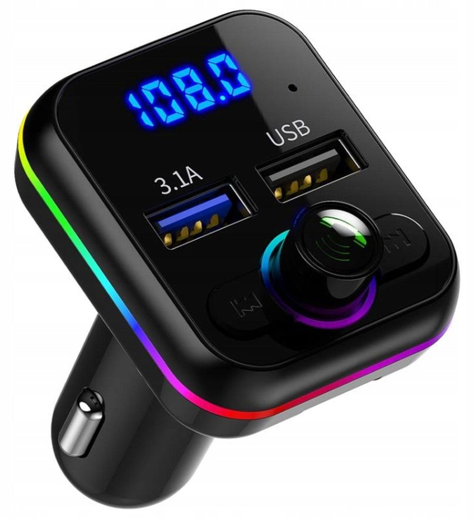 FM vysílač do auta s Bluetooth, 2x USB port a RGB Obrázek produktu 