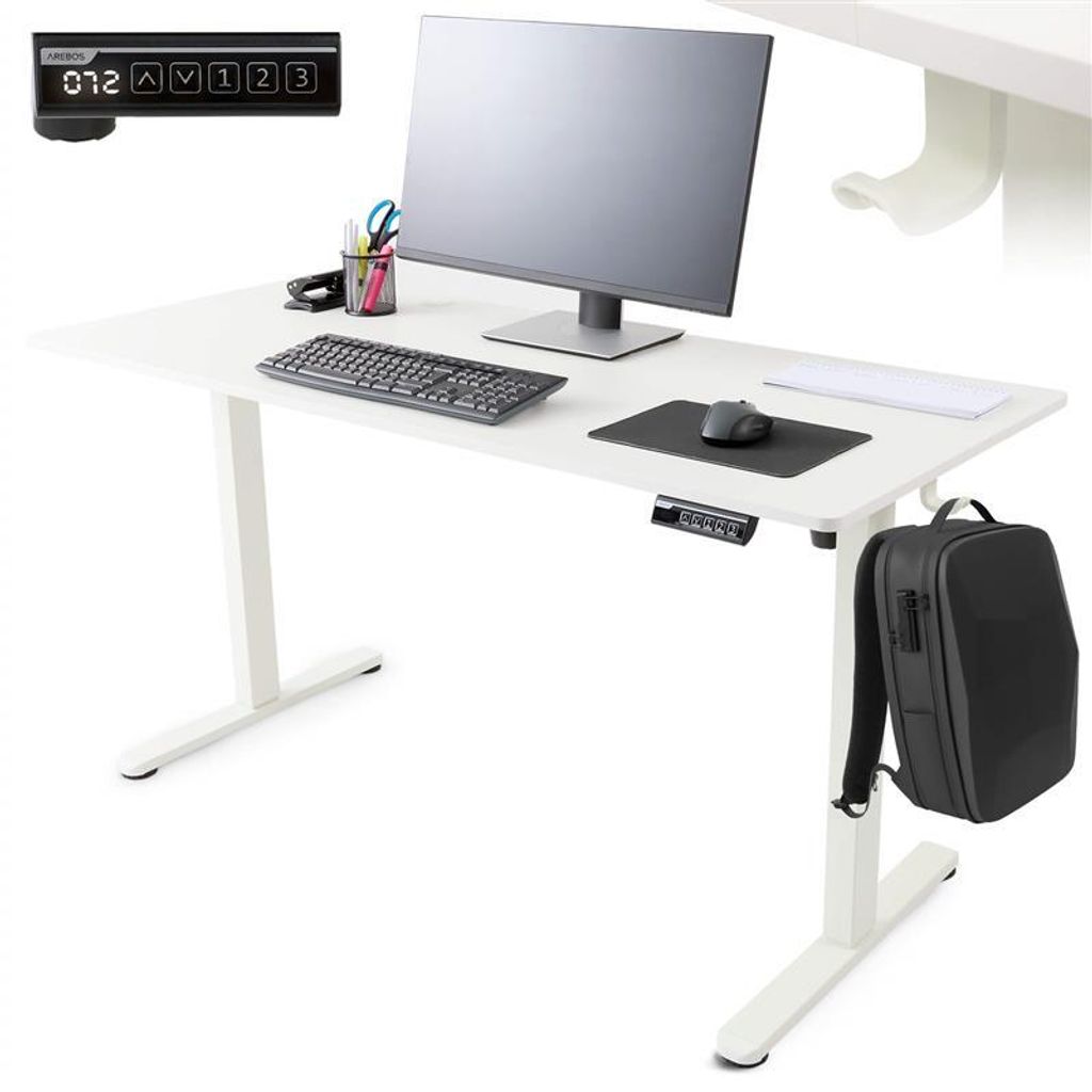 AREBOS Elektrisch höhenverstellbarer Schreibtisch 140x60 cm Produktbild 