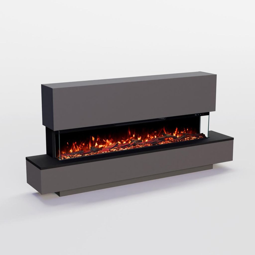 Glow Fire Elektrokamin 'Cobalt Standkamin 50' | Multicolor LED Wandkamin mit Heizung in grau (1800W) | HxBxT: 75x156x29 cm