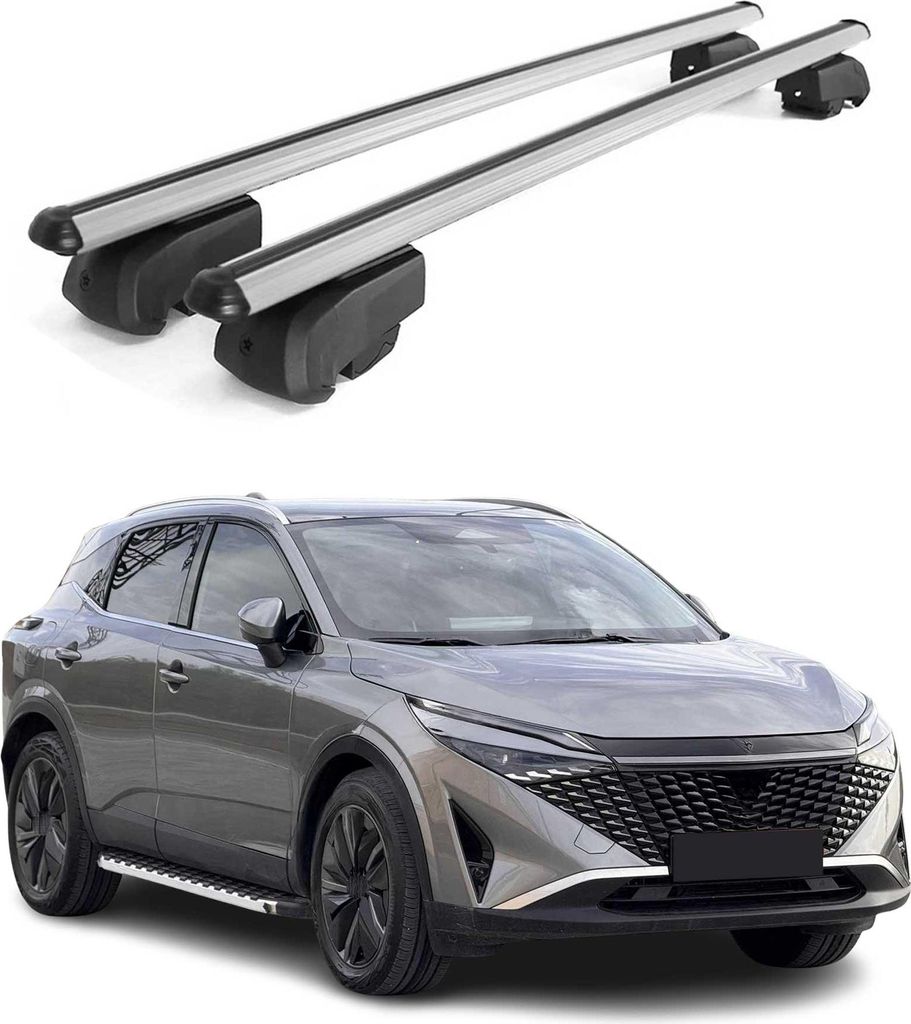 Dachträger Gepäckträger für Nissan Qashqai 2021-2023 ABE Aluminium Grau 2x