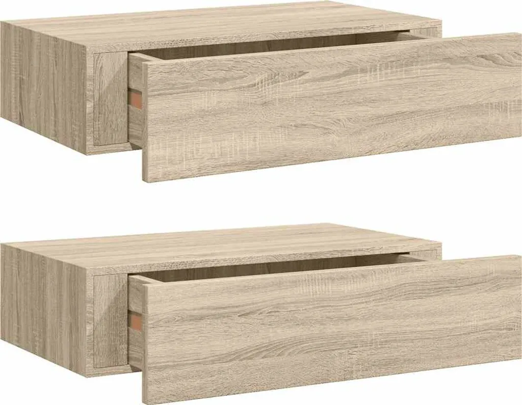 vidaXL Set 2 Scaffali a Parete con Cassetto Rovere 40x23,5x10 cm