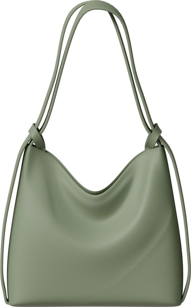 Damen Shopper Tasche groß Hobo Bag – vegane Leder Schultertasche mit Rucksackfunktion Green