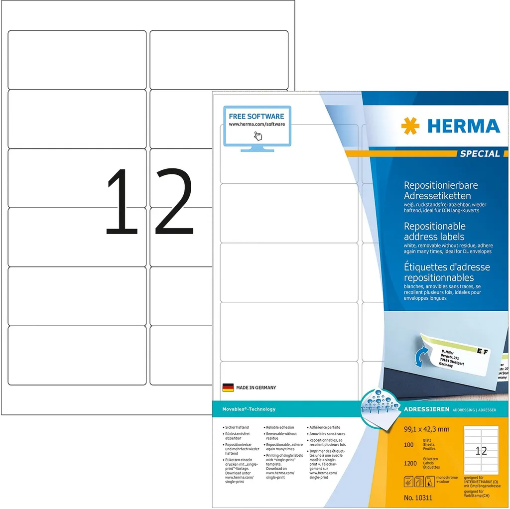 HERMA 99,1x42,3 mm Etichette Universali A4 - Alta Velocità Stampa - 2