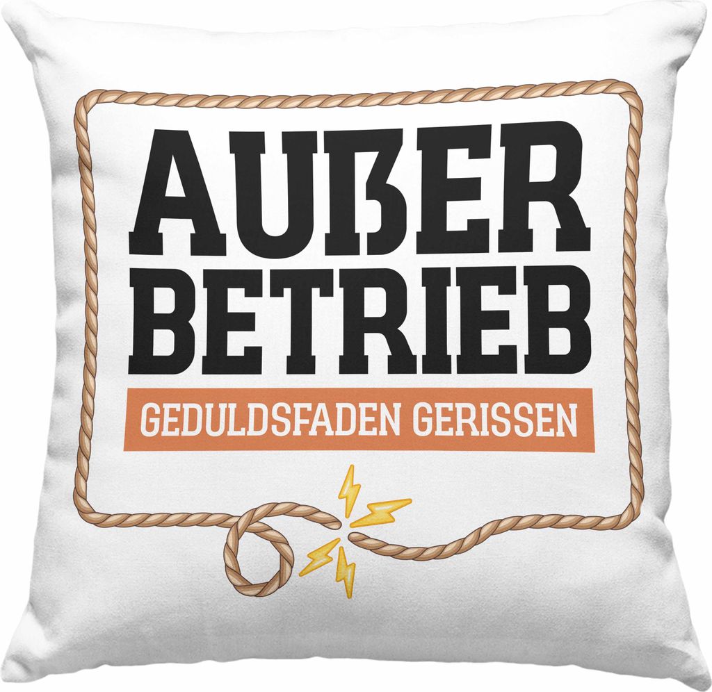 Trendation - Lustige Deko-Kissen mit Füllung 40x40 Büro Arbeit Kollegin Kollege Außer Betrieb Geduldsfaden Gerissen Geschenk Chef Chefin (Grün)