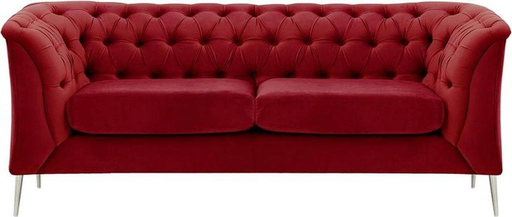 Zweisitzer-Sofa Chesterfield Modern aus medizinischem Schaumstoff-Velluto 7-verchromtes Metall