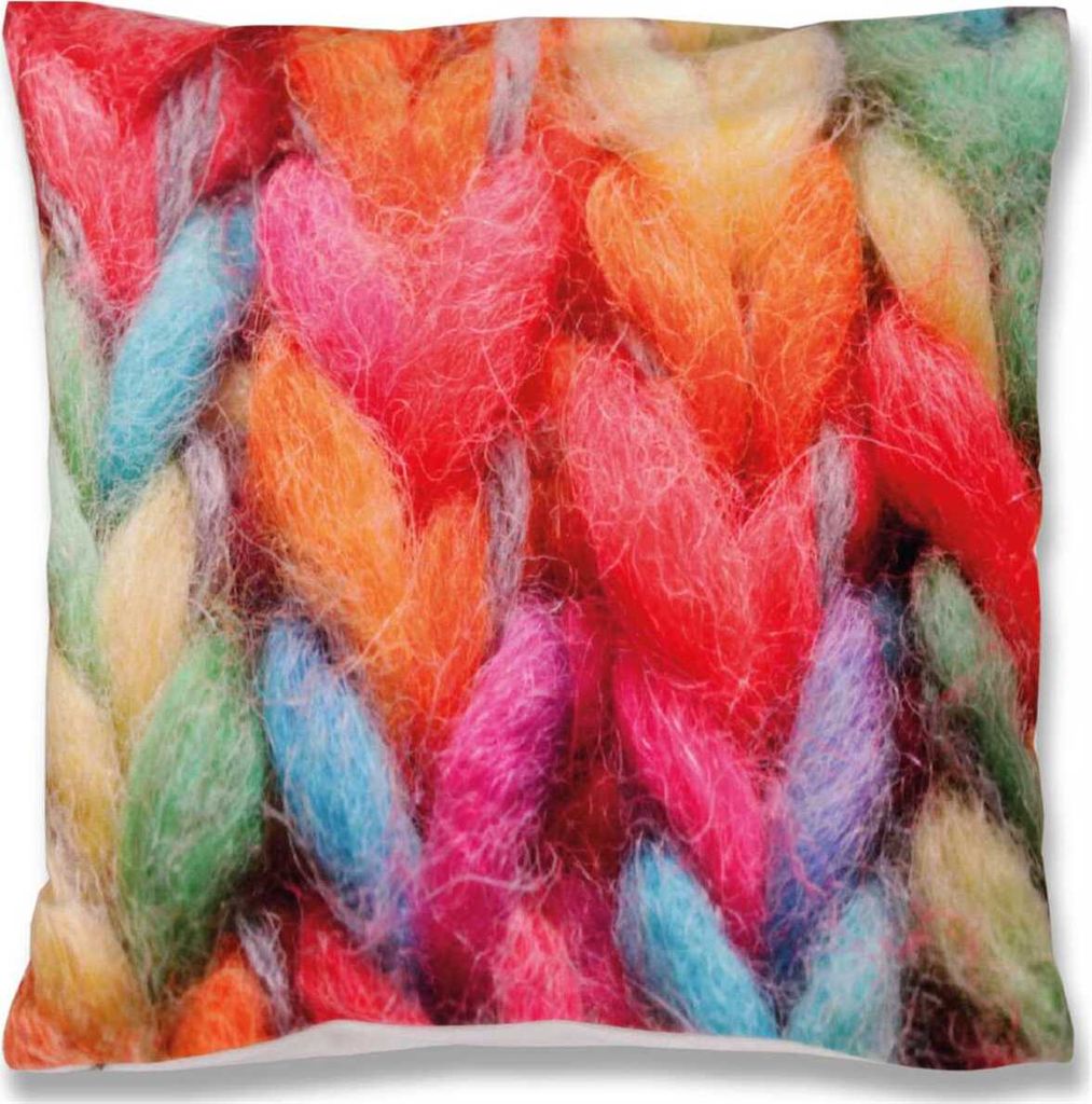 Kissenbezug Fotodruck Motiv in 40x40 cm, Flauschig weiche Kissenhülle mit Füllung, Motiv: Wolle