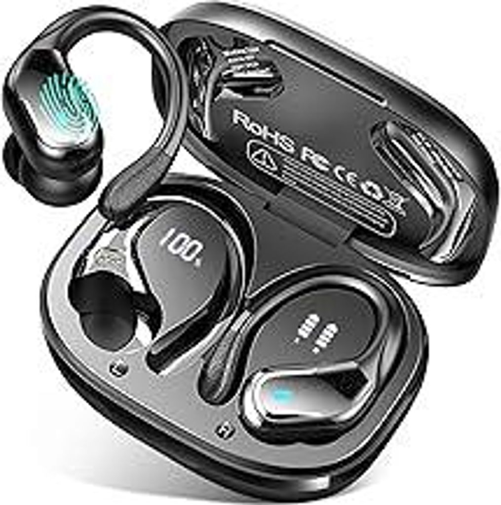 Bluetooth 5.4 Kopfhörer Sport, 75Std 3D-Stereo Kopfhörer Kabellos Bluetooth, IP-X8 Wasserdicht Tiefer Bass Wireless Earbuds, 4 ENC Noise Cancelli...