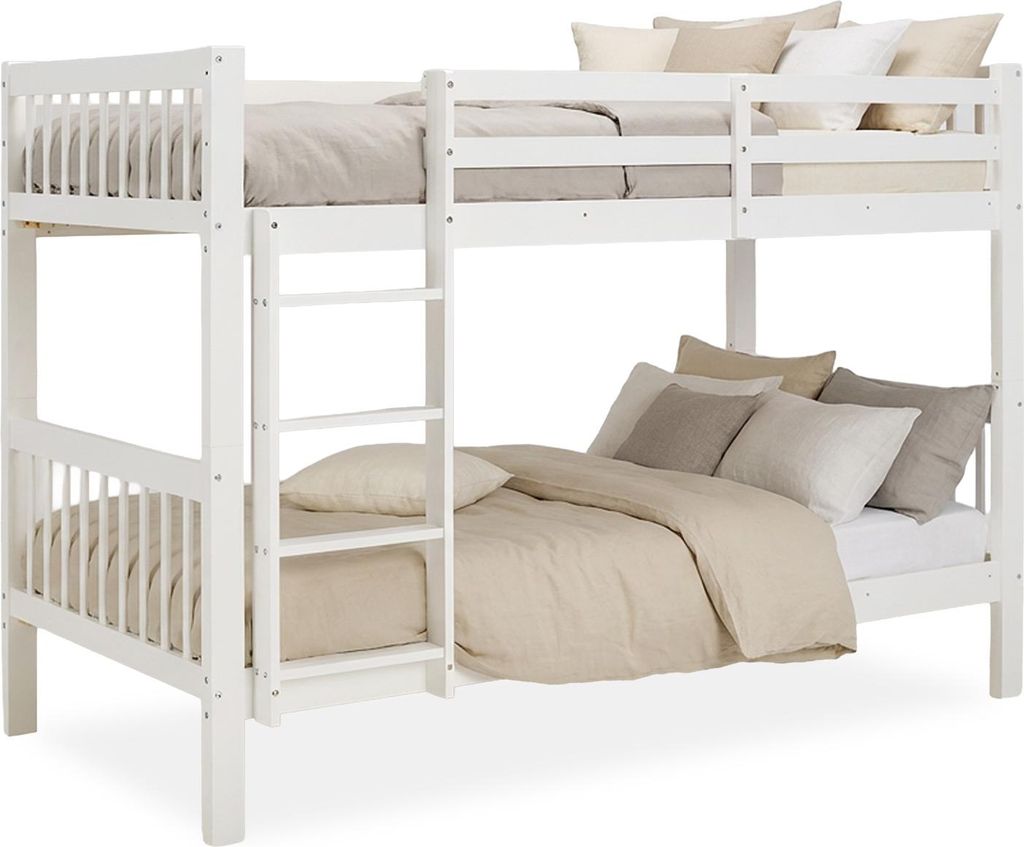 Lit superposé 90x200 cm en Bois Blanc Lit mezzanine Lit Image du produit 