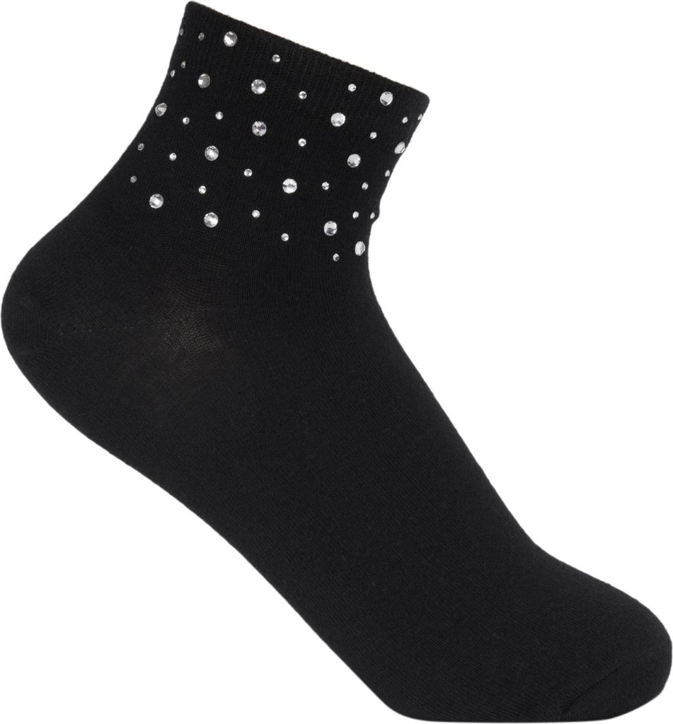 styleBREAKER Damen Socken mit Strass Applikation am Bund, Produktbild 