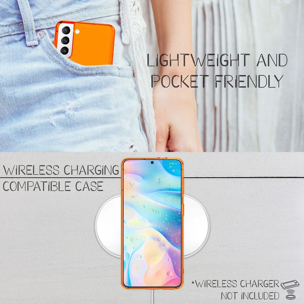 Cover Samsung S21 FE Neon Orange NALIA - Trasparente e Shockproof - 6