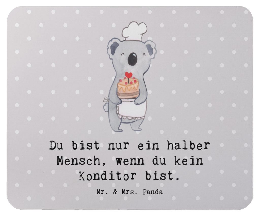 Mr. & Mrs. Panda Mouse Pad Konditor Herz - Grau Pastell - Geschenk, laptop mauspad, Spruch, Bäcker, Mousepad, mausteppich, mousematte, Confiseur