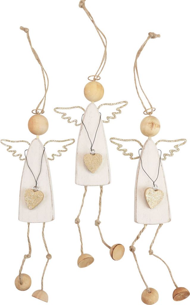 Weihnachtsengel Anhänger Holzdeko 22cm 3er-Set, 3 Stück