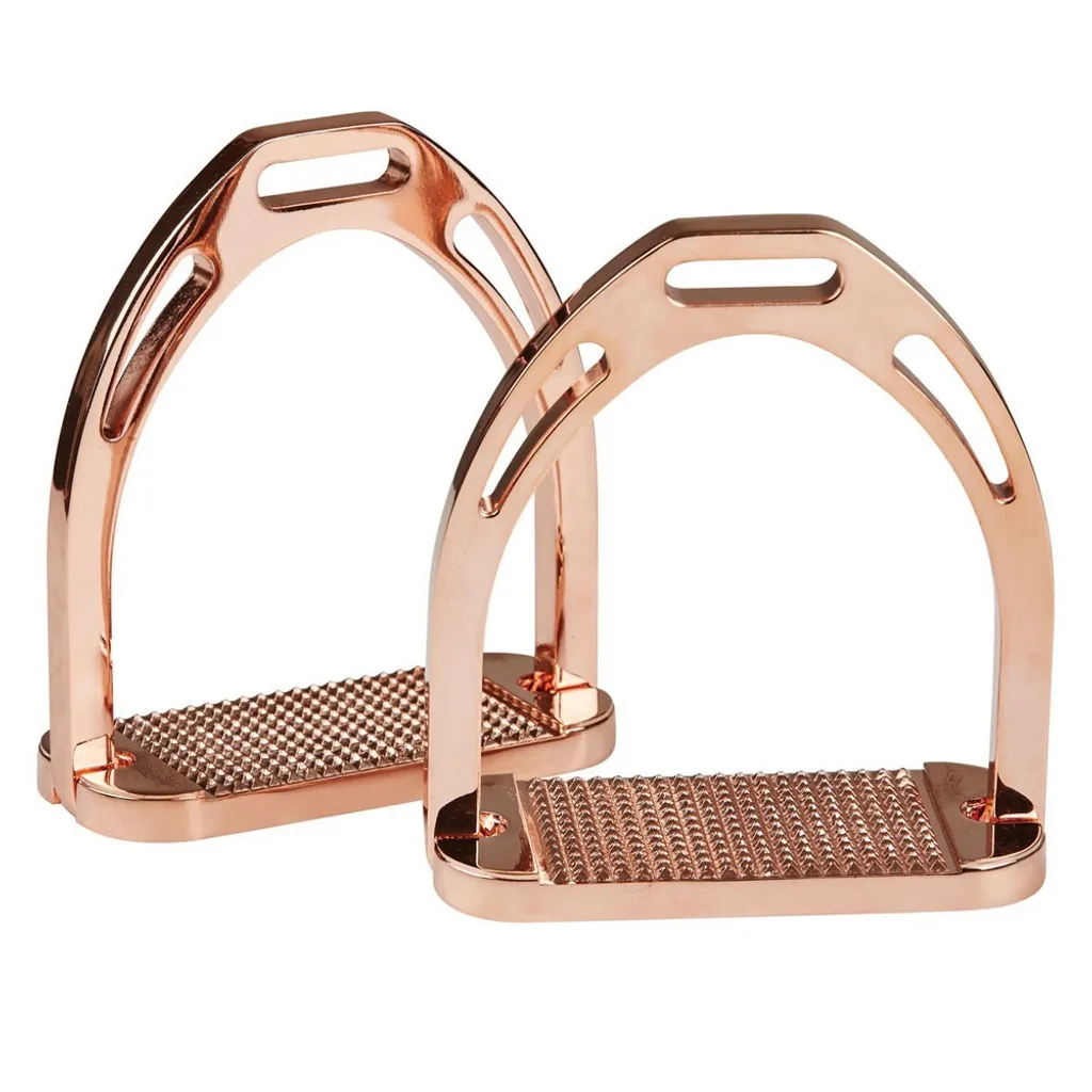 Étriers d'équitation Korsteel 115mm en Or Rose pour Selle d'Obstacle