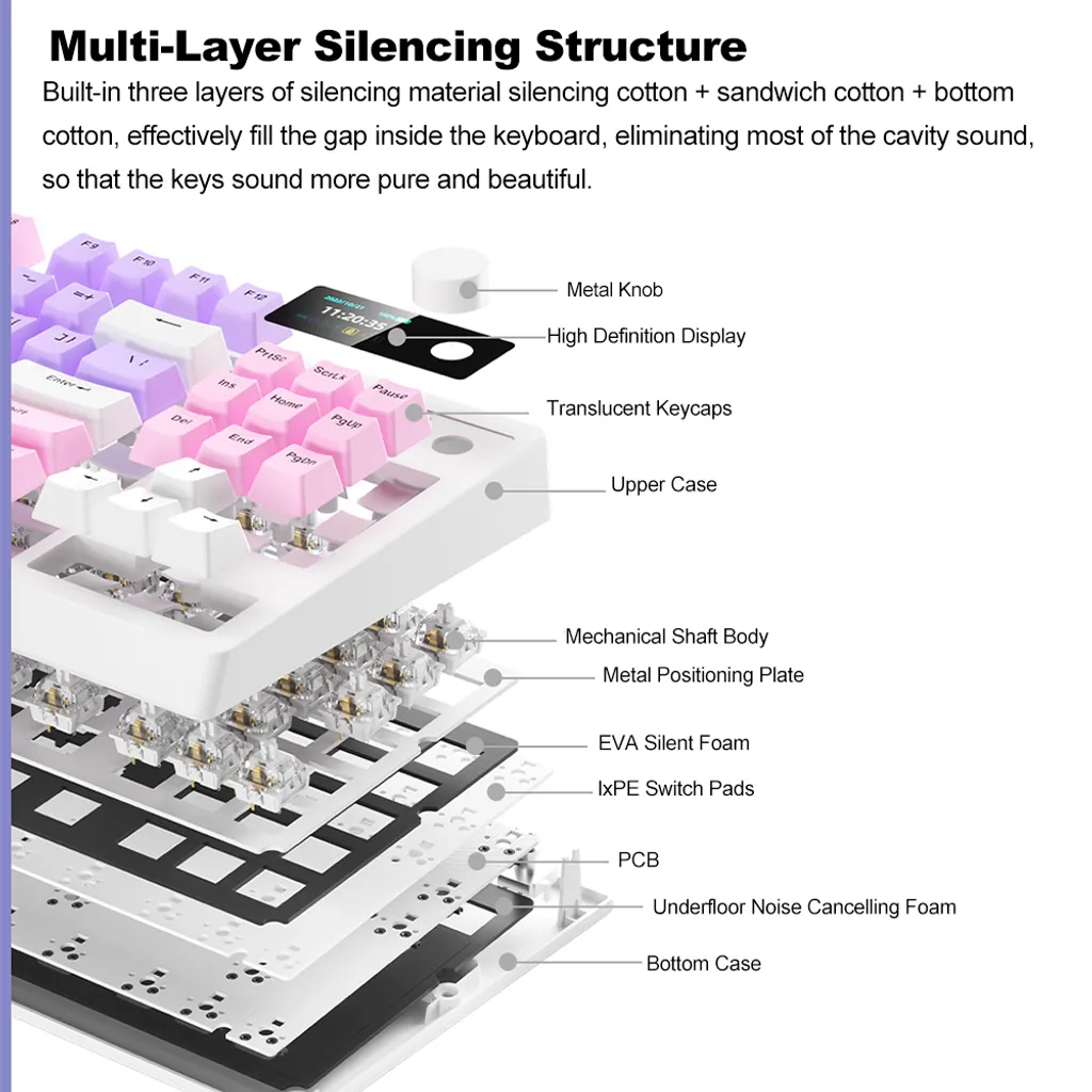 Clavier mécanique sans latence avec switchs interchangeables YK830