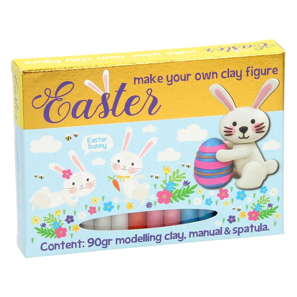 Knetset Kleisetje Ostern mit Tongefäßen, Modellierungswerkzeugen und verschiedenen Farben
