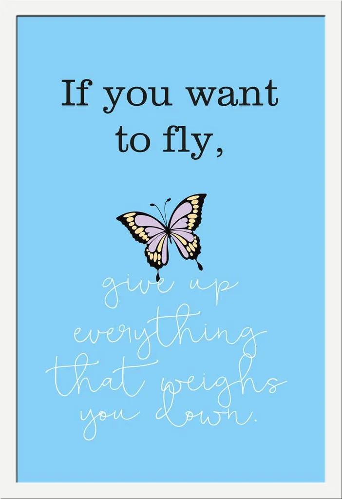 Cadre avec Poster de Motivation If you want to fly Shinsuke en Blanc