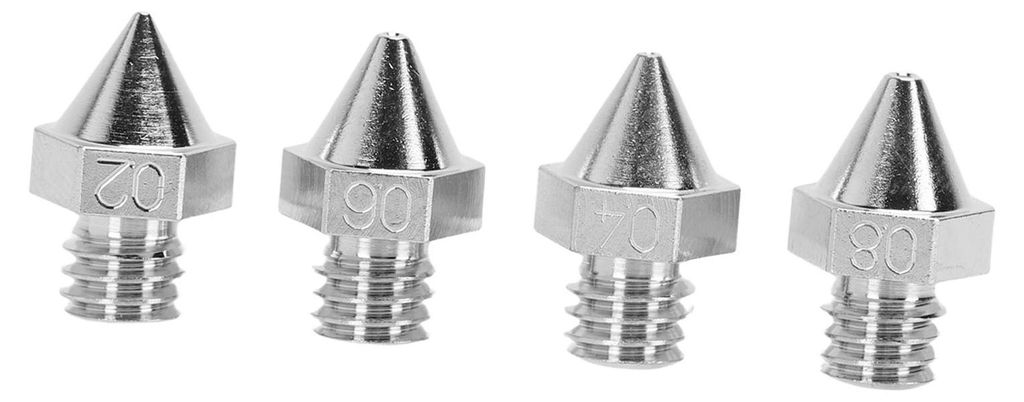 4-teiliges Extruderdüsenset für 3D-Drucker der Raise3D N Pro2, Pro3 und E2-Serie – Düsenset aus hochfestem Metalllegierung, 0,2 mm, 0,4 mm, 0,...