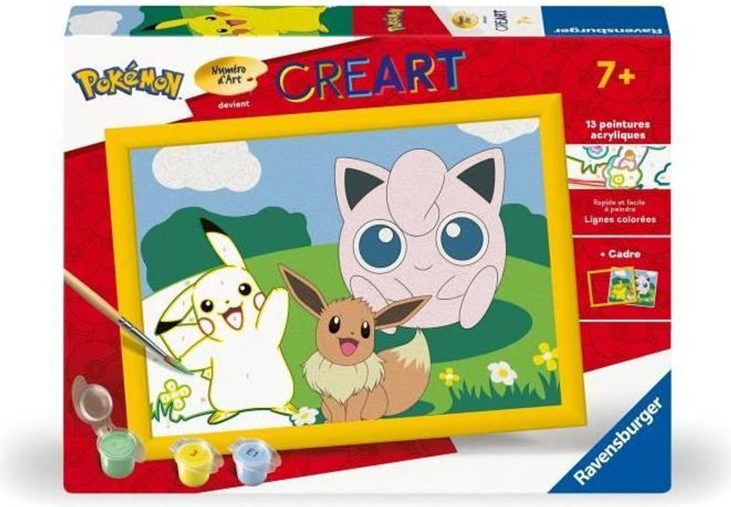 Malen nach Zahlen Set, CreArt Kids Pokemon, 18x24cm, Ab 7 Jahren, Inklusive Farben und Pinsel