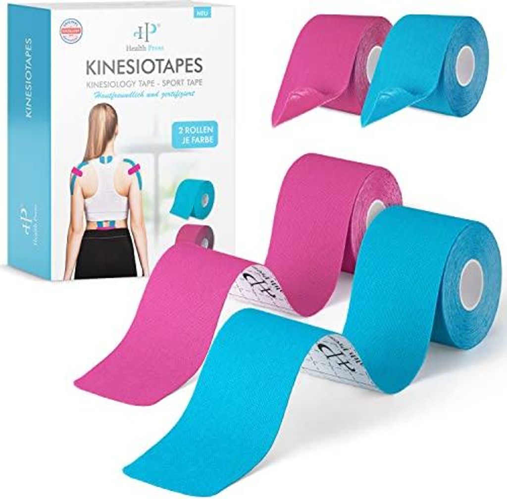 Health Press Kinesiologie-Tape 4 Rollen Hautfreundlich 2x Produktbild 