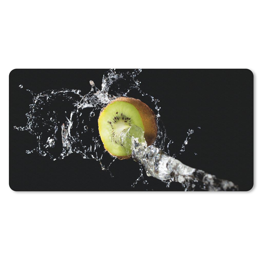 MuchoWow Mauspad Mousepad Kiwi - Obst - Stillleben - Wasser - Schwarz 60x30 cm - Mousepads - Maus Mat - Pad - Mausunterlage - Nachhaltig