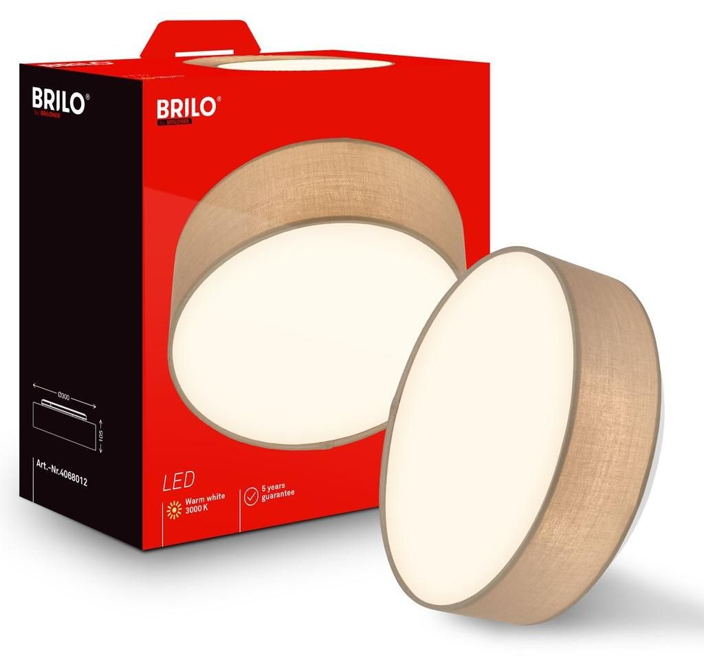 Briloner Plafonnier LED abat-jour en tissu Ø30x10,5 cm rond Image du produit 