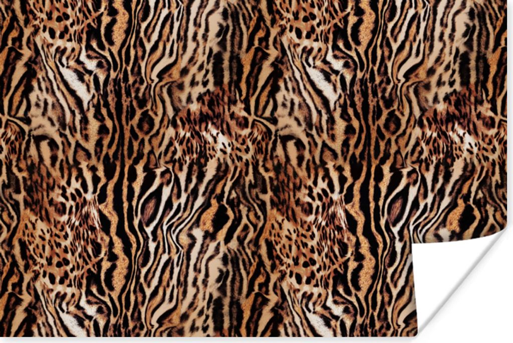 MuchoWow Poster Tiger - Tiermuster - Design 30x20 cm - Plakate - Print