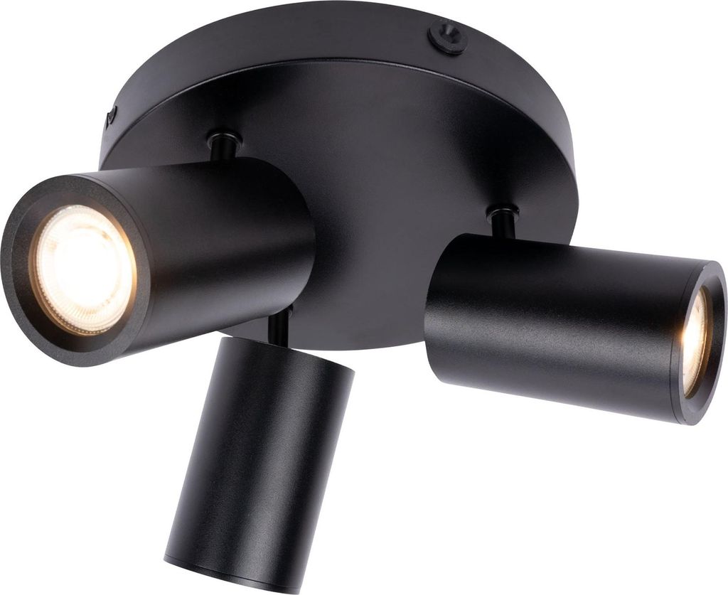 Ledvion - SMART LED-Deckenstrahler Schwarz 3-Licht, Dimmbar, 4.9W, RGB+CCT, Quadratisch, Neigbar, GU10-Fassung & Lampe, IP20