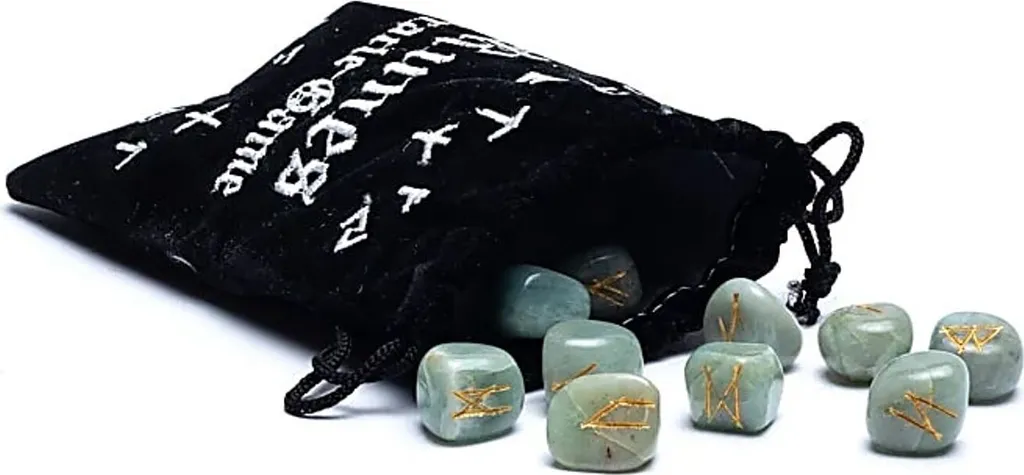 Oracle de Runes en Aigue-Marine Naturelle - Set de 25 Pierres 262g
