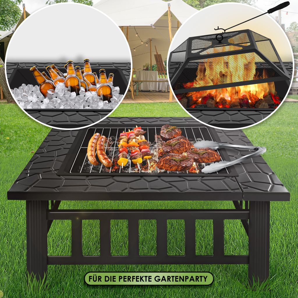KESSER® Feuerstelle mit Grillrost & Grillzange Feuerschale Produktbild 3