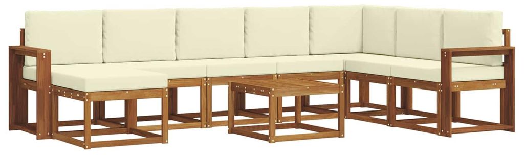 vidaXL Outdoor-Sofagarnitur mit Kissen 9 pcs Natur und Creme