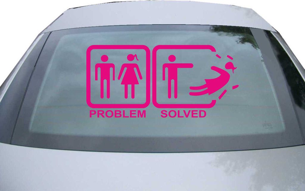 Indigos UG - Aufkleber Heckscheibe & Motorklappe DE6166 - pink - 600x285 mm - problem solved - Auto Scheiben Fenster Heckklappe Tuning Racing JDM -...