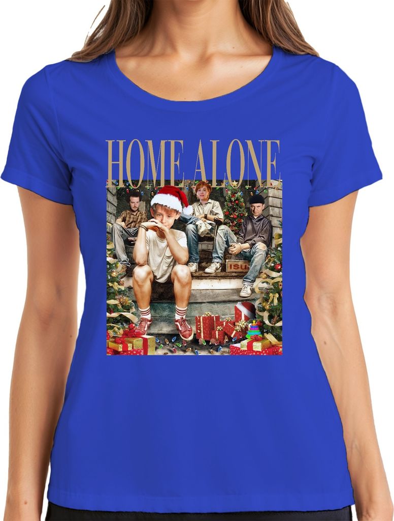 Home Alone Gangster Retro Vintage Kevin Kate Harry Marv - Weihnachten Christmas Xmas Damen T-Shirt, Blau, XL