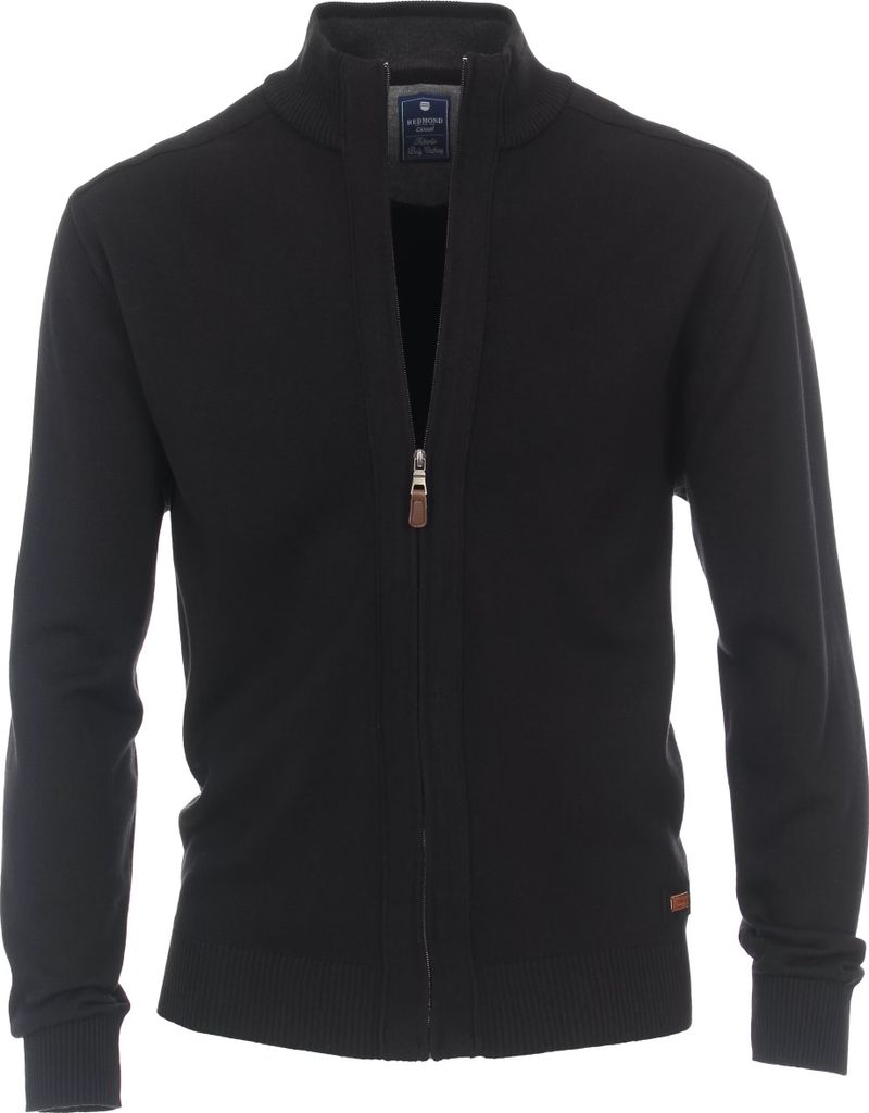 REDMOND Strickjacke ohne Taschen Schwarz 2XL Regular Fit