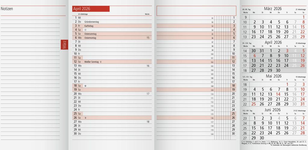 rido Ersatzkalender 2026 TM 12 - A6 - 1 Monat = 2 Seiten