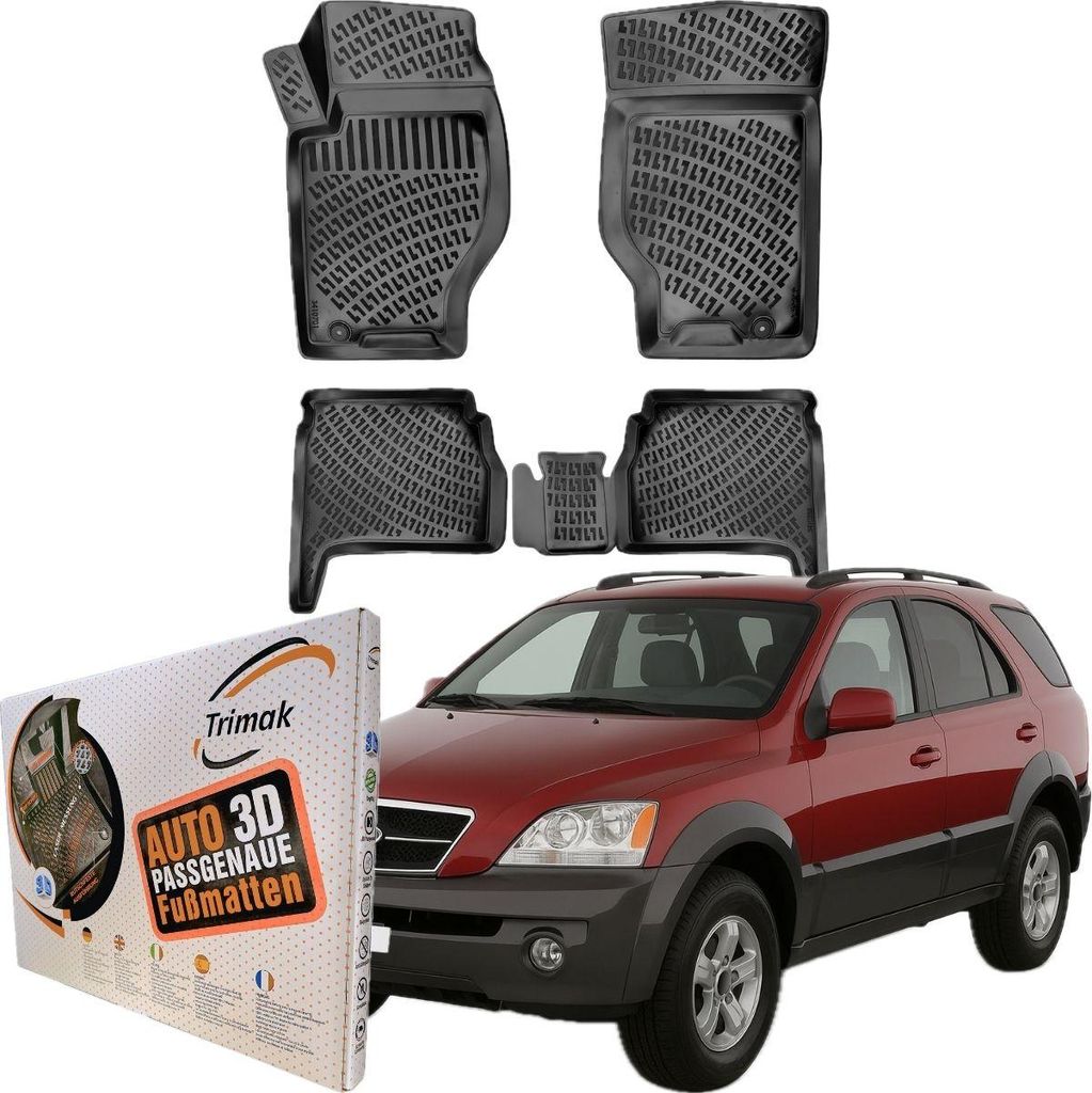 Trimak Autofußmatten kompatibel mit KIA SORENTO 1.Gen. (2002 - 2009) Auto Allwetter Gummimatten