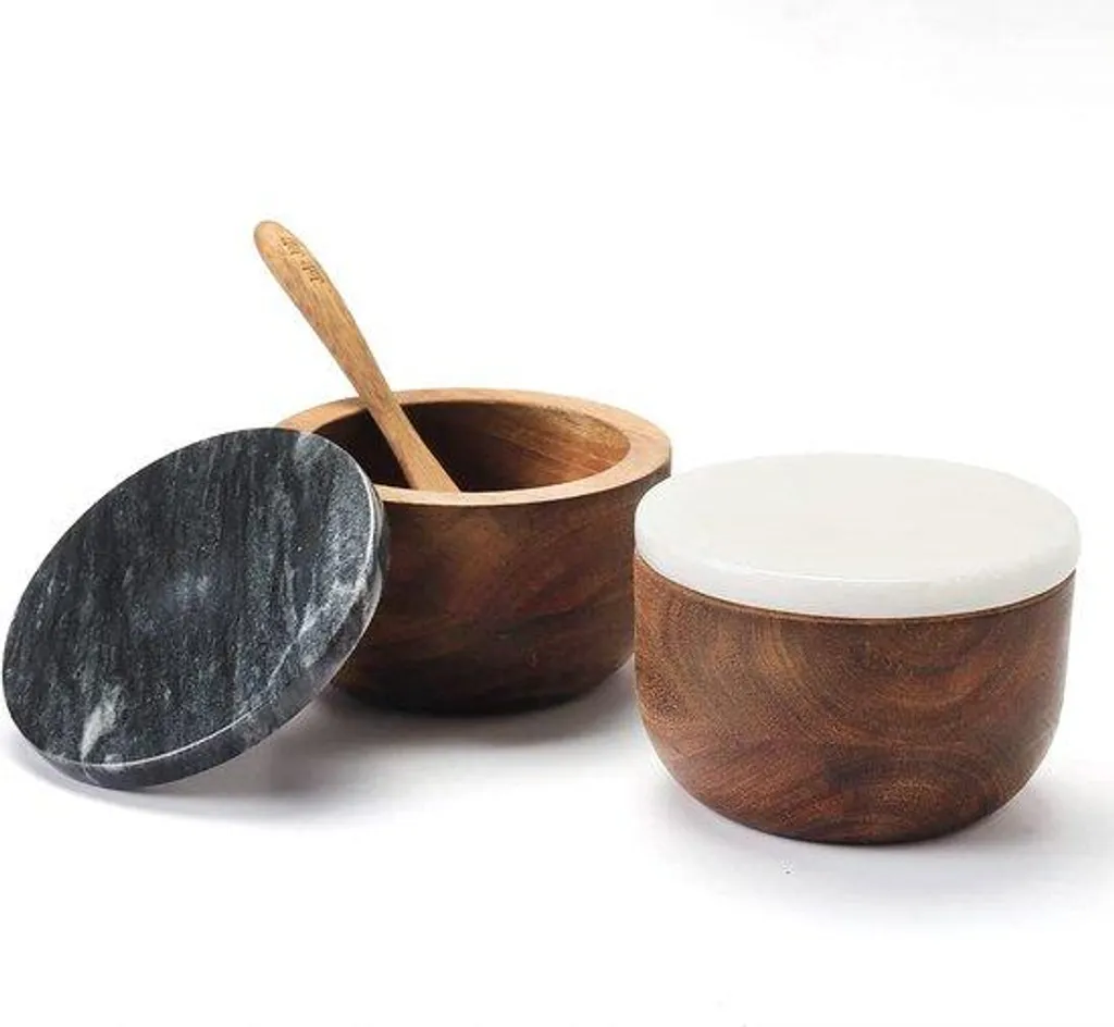 Service à épices design en marbre et bois Keller pour la cuisine