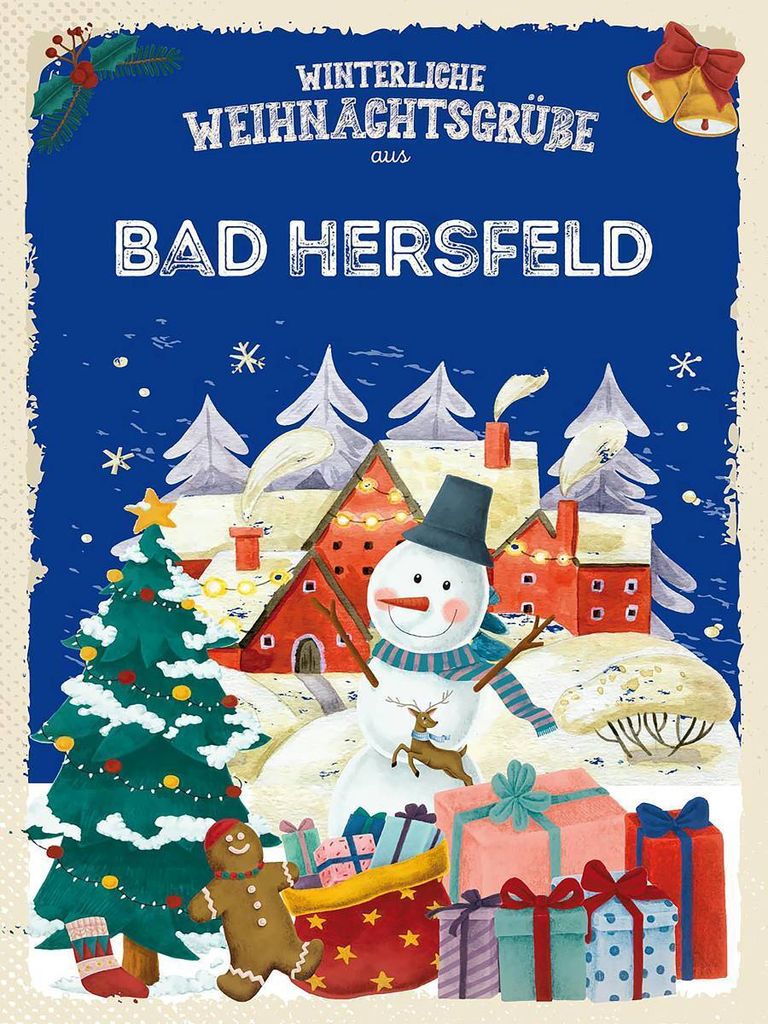 vianmo Holzschild 40x30 cm Weihnachtsgrüße aus BAD HERSFELD Produktbild 
