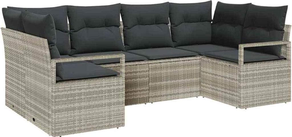 vidaXL Gartensofa-set mit Kissen 6 pcs Hellgrau Poly-Rattan