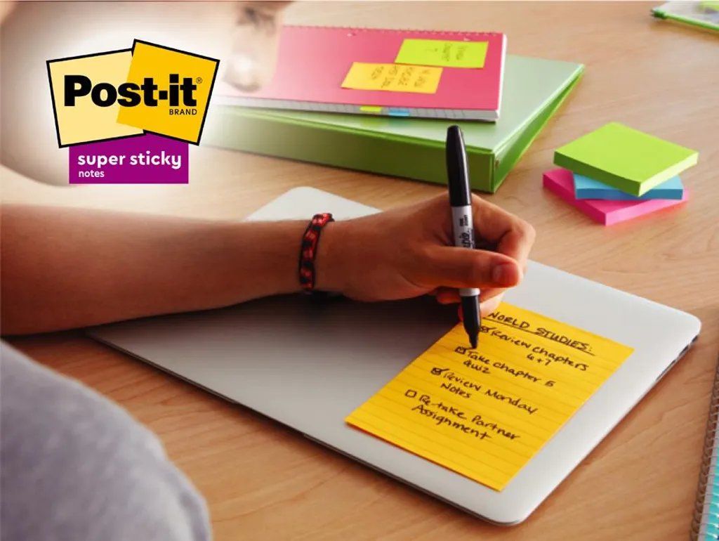 Blocco autoadesivo 3M Post-it 660, 101x152 mm, foderato, Arcobaleno, 3x90 fogli