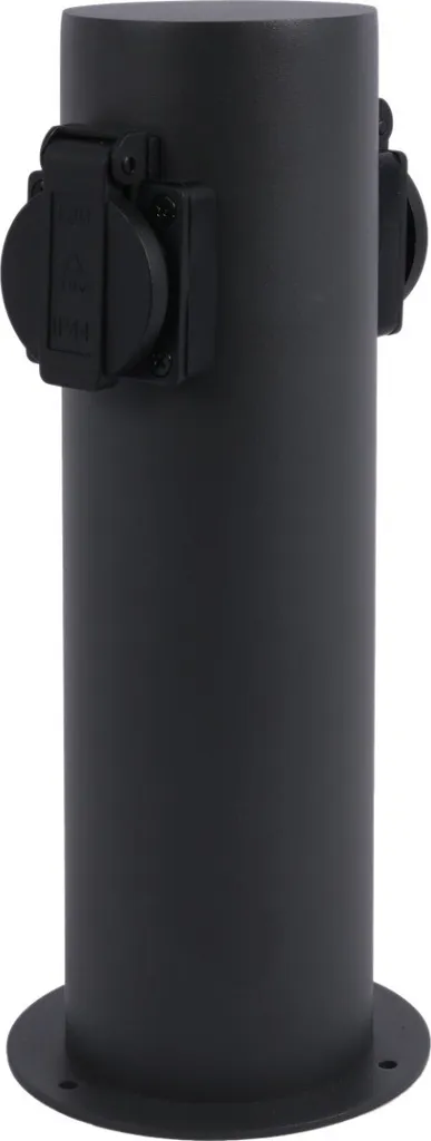 Borne électrique de jardin double prise 220V Polux 28cm coloris graphite