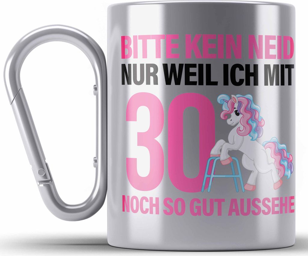 Trendation - 18. Geburtstag Edelstahl Tasse Karabiner Geschenk Mädchen Geschenkidee Lustig Spruch 18 Geschenke Geschenkideen zum 18 Bday 18er Toch...