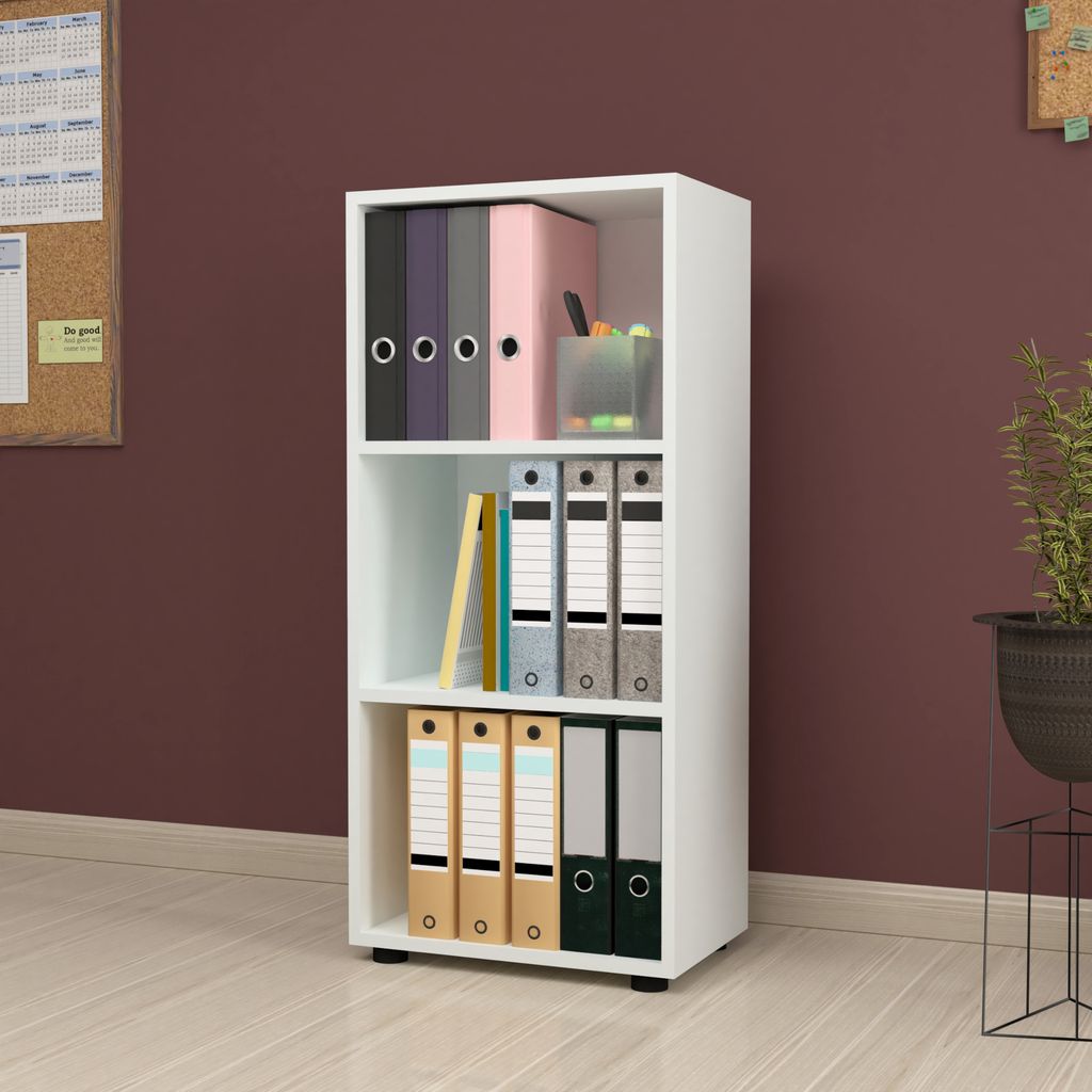 Bücherregal 'Vara' mit 3 Ablagen 108 x 49 x 30 cm Weiß