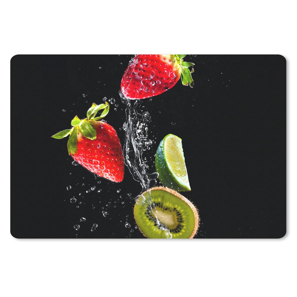 MuchoWow Mauspad Mousepad Obst - Wasser - Schwarz - Stillleben Erdbeere - Kiwi 27x18 cm - Mousepads - Maus Mat - Pad - Mausunterlage - Büroartik...