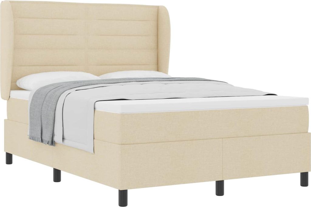Boxspringbett mit Matratze Creme 160 x 200 cm Stoff