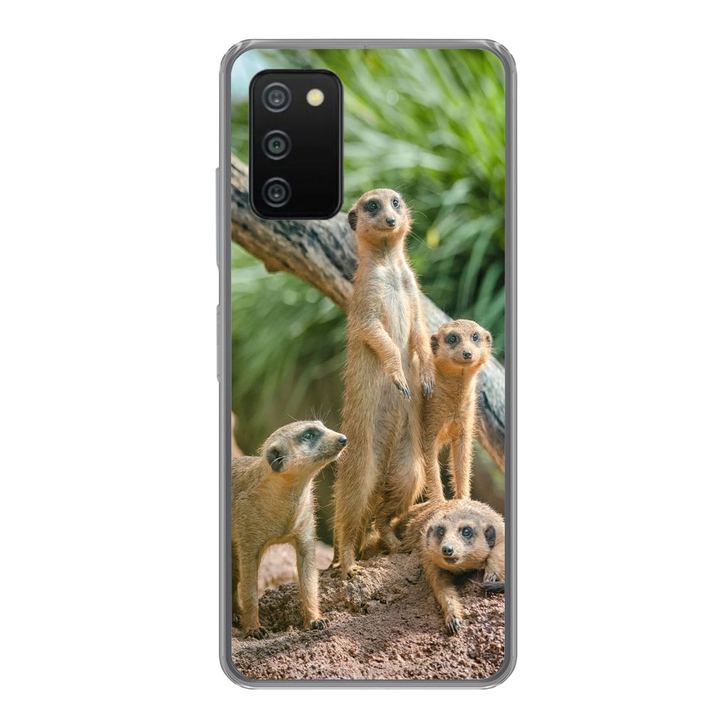 MuchoWow Handyhülle Schutzhülle Hülle für Samsung Galaxy A03s Familie - Tiere - Erdmännchen Silikon Softcase Handy Hülle - Schutz