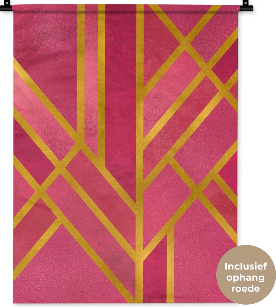 MuchoWow Wandteppich Wandbehang Gold - Luxus - Geometrisch 60x80 cm Tapisserie Dekoration Wandtuch - Decke - Wandtücher - Wohne