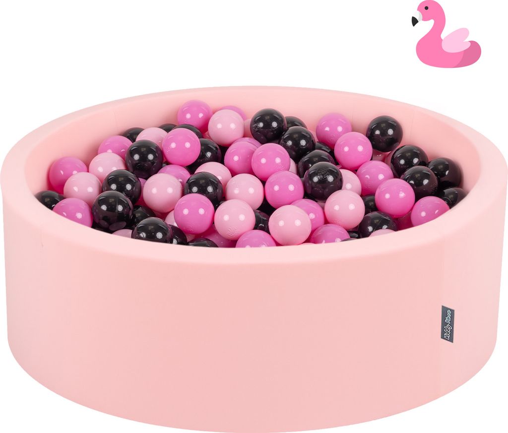 KiddyMoon Bällebad 90x30cm 200 Bunten Bällen ∅7cm - Für baby zimmer Bälle für Bällebad Plastikbälle Für Baby Kinder Bällepool - Flamingo
